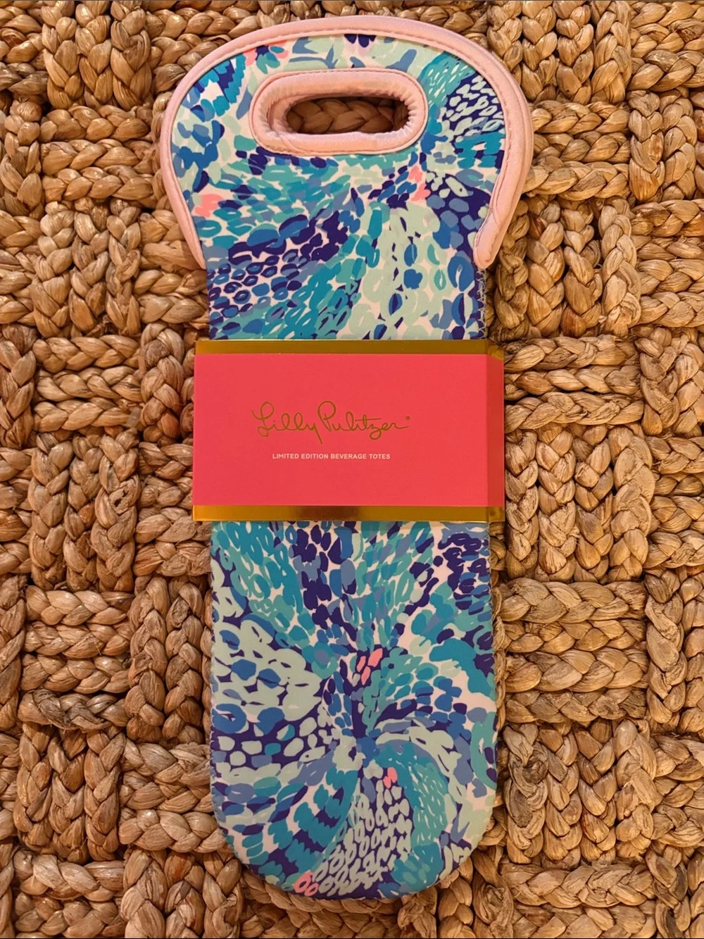 Two pack of Lilly Pulitzer Multi-Color Neoprene Bottle Totes